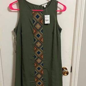 Green embroidered dress